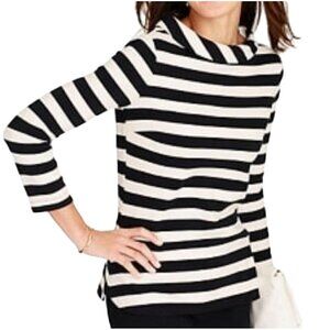 Talbots Striped Portrait Collar Jackie O Button Back Vintage Inspired Size Mp